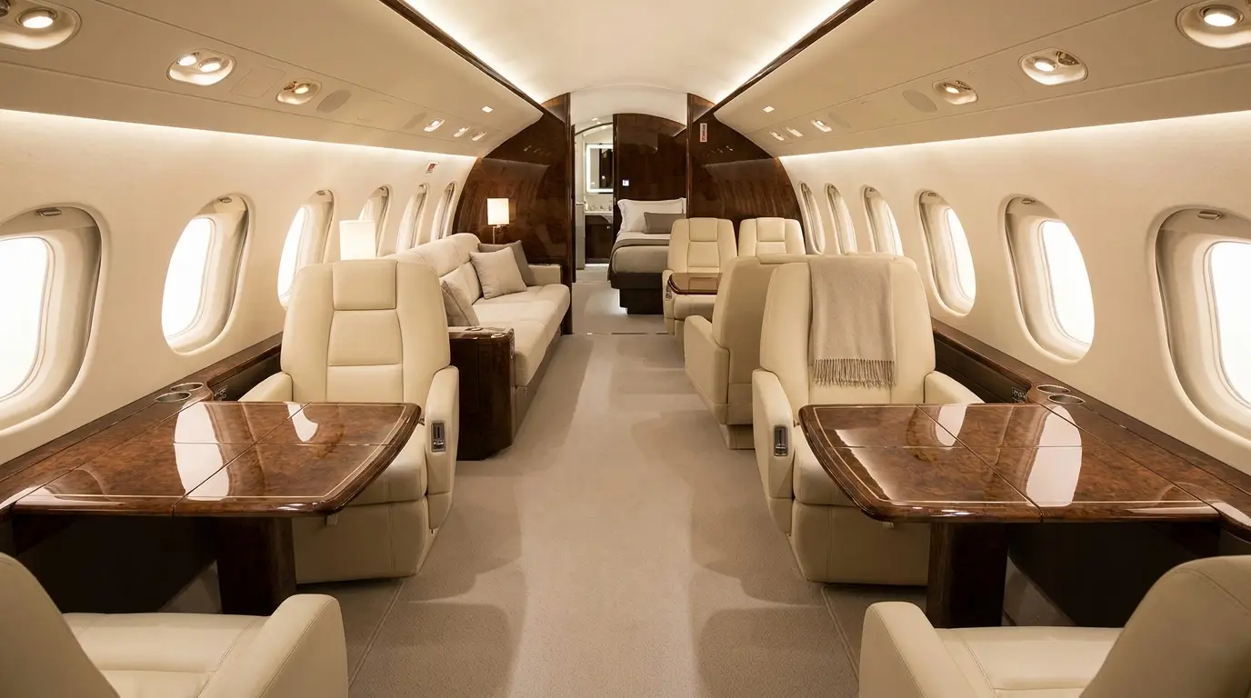 Dassault Falcon 7X cabin interior — representative