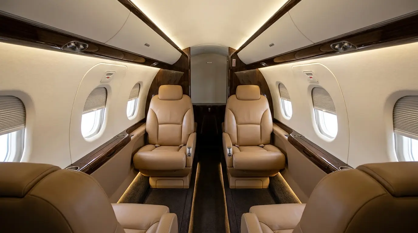 Embraer Phenom 100 cabin interior — representative